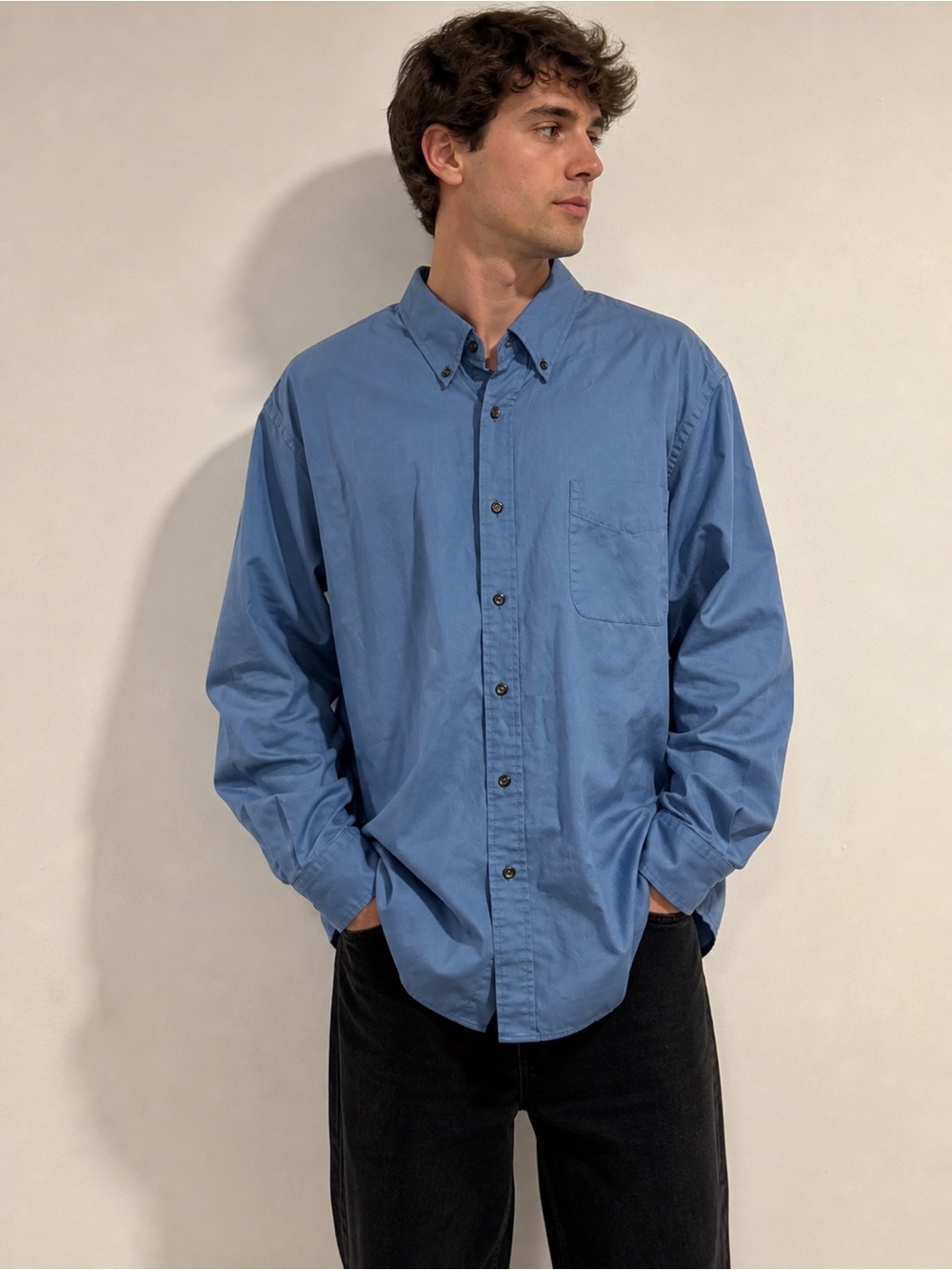 Croft & Barrow Men’s Blue Button Down Shirt XL 100% Cotton Wrinkle Resistant